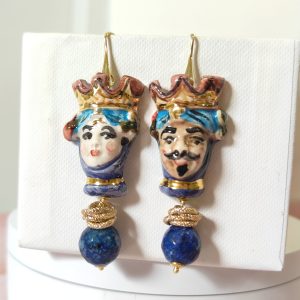 Orecchini Mori E Lapislazzuli – Ceramica Siciliana Artigianale