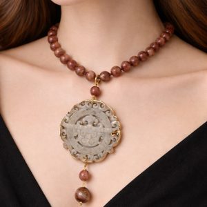Collana Mandala In Giada Con Quarzo - Simbolo Di Armonia