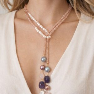 Collana Lariat Con Pietre Naturali – Gioiello Artigianale Elegante