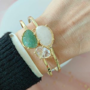 Bracciale Rigido Avventurina E Cristallo – Delicatezza E Carattere