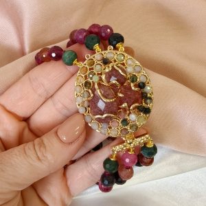 Bracciale Tormalina Multicolor Con Chiusura Dorata