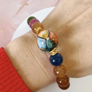 Bracciale Tormalina E Ceramica Dipinta – Pezzo Unico