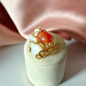 Anello Corniola E Perle – Energia Calda E Armonia Naturale