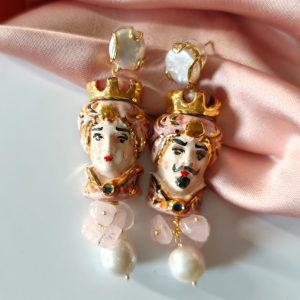 Orecchini Testa Di Moro In Ceramica Dipinta A Mano