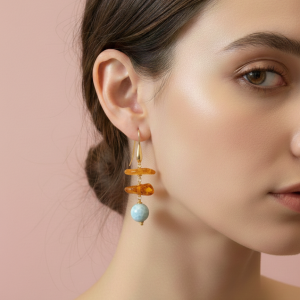 Orecchini Ambra Baltica E Larimar – Eleganza Naturale In Argento