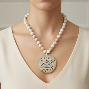 Collana Aulite Naturale Con Mandala In Giada Ricco Di Significati