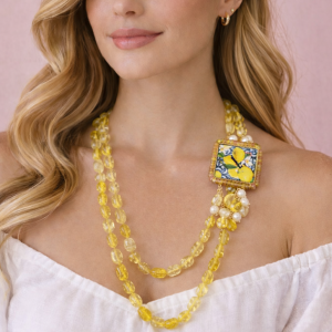 Collana Siciliana Con Tormalina Gialla e Limoni