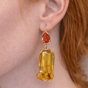 Orecchini Corallo E Ambra Naturale – Gioiello Artigianale Luminoso