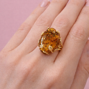 Anello Ambra Baltica Cognac – Design Importante