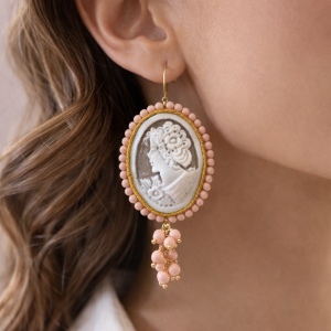 Orecchini Cammeo Sardonico Inciso Gioiello Elegante