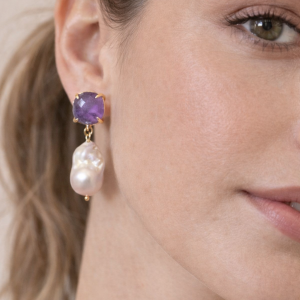 Orecchini Ametista Con Perle Barocche Eleganza Luminosa