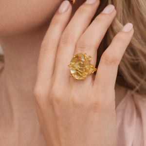 Anello Regolabile Con Quarzo Citrino – Eleganza Solare Artigianale