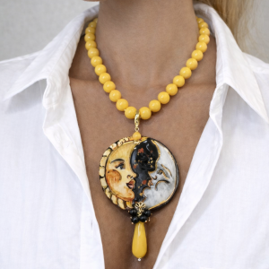 Collana Sole E Luna Con Giada – Gioiello Artistico In Ceramica