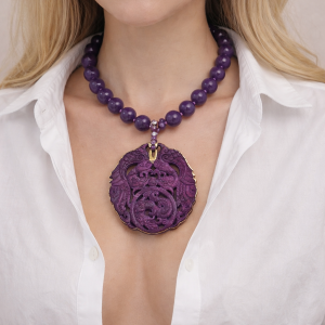 Collana Ametista Mandala – Gioiello con Ciondolo in Giada