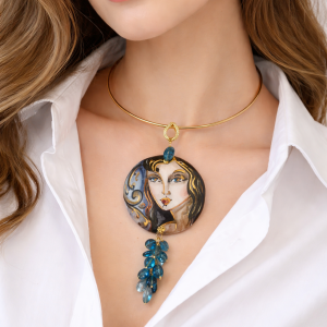 Collana Ceramica Artistica Con Tormaline Naturali