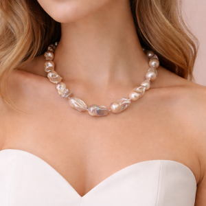 Collana Perle Barocche Rosa Eleganza Naturale Con Riflessi Lilla