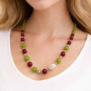 Collana Peridoto E Agata Rossa