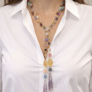 Collana Pietre Naturali Multicolor 139 Cm Eleganza Luminosa