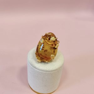 Anello Ambra Con Inclusioni Naturali Con Montatura Regolabile