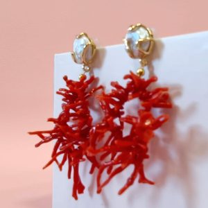 Orecchini Corallo Rosso e Perla Naturale - Eleganza Mediterranea