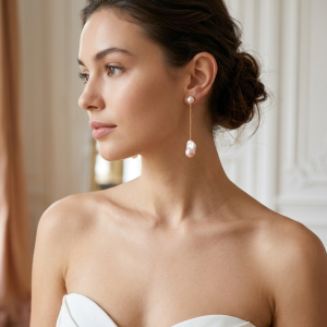 Orecchini Lunghi Perle Barocche – Eleganza In Argento 925 Dorato