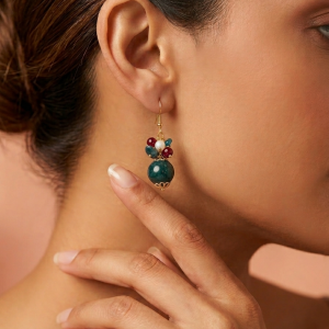 Orecchini Apatite E Agata Borgogna Con Perle