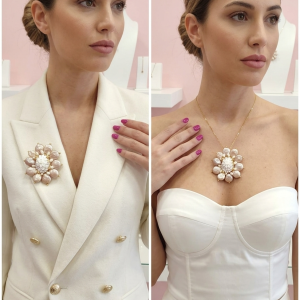 Cammeo Floreale Con Perle – Spilla Ciondolo Artigianale Elegante
