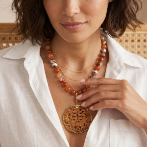 Collana Corniola Con Mandala In Giada