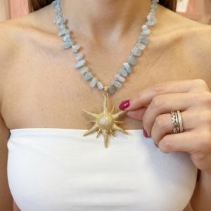 Collana Acquamarina Sole Dorato – Luce Marina Raffinata