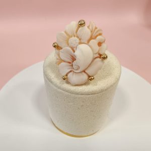 Anello Cammeo Conchiglia Inciso Con Fiore Elegante