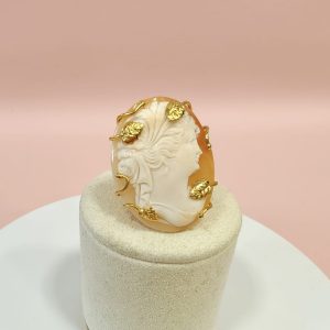 Anello Cammeo Corniola Oro Regolabile Artigianale