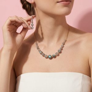 Parure Labradorite Grigia Elegante Gioiello Artigianale Luminoso