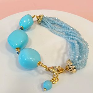 Bracciale Turchese Elegante Multifilo Con Zirconi
