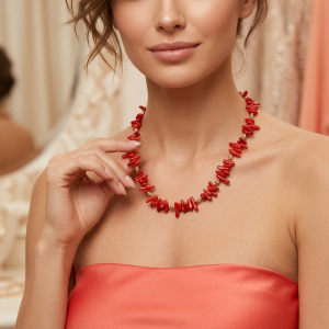 Collana Corallo Bamboo Rosso – Eleganza Mediterranea