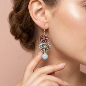 Orecchini Fiori Siciliani Acquamarina – Eleganza Artigianale
