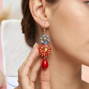 Orecchini Fiori Siciliani Rossi – Ceramica E Maiorca
