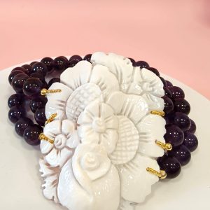 Bracciale Cammeo Floreale Ametista – Eleganza Artigianale