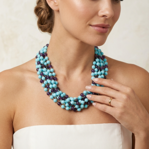 Collana Multifilo Turchese E Ametista – Eleganza Intrecciata