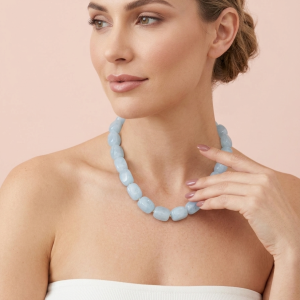 Collana Giada Azzurro Ghiaccio – Eleganza Candy Raffinata