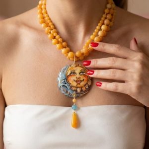 Sole E Luna In Ceramica – Collana Giada Gialla MultifiLo