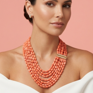 Collana Corallo Bamboo Salmone Effetto Couture