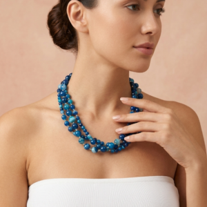 Collana Multifilo Agata Striata Blu – Sfumature Intense E Raffinate