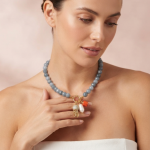 Collana Estiva In Agata – Con Polipetto, Corallo Bambù E Perla