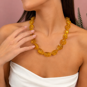 Collana Ambra Baltica Certificata Color Miele Annodata a Mano