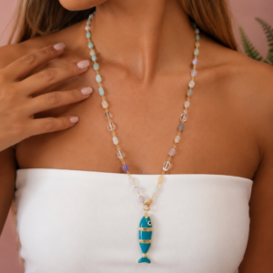 Collana Pesciolino con Pietre Naturali