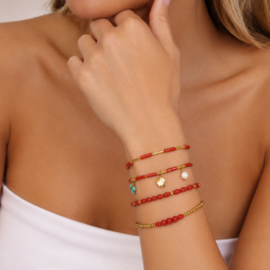 Bracciale Corallo Naturale Minimal in Quattro Varianti