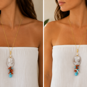 Collana con Cammeo Inciso e Grappolo Pendente in Due Varianti