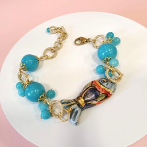 Bracciale con Pesciolino in Ceramica e Angelite