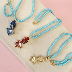 Girocollo Turchese con Pesciolino in Ottone – 3 Varianti Colore