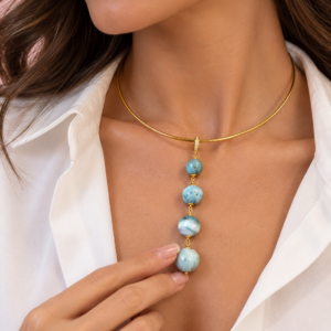 Collana con Ciondolo Larimar Degradè – Eleganza Caraibica